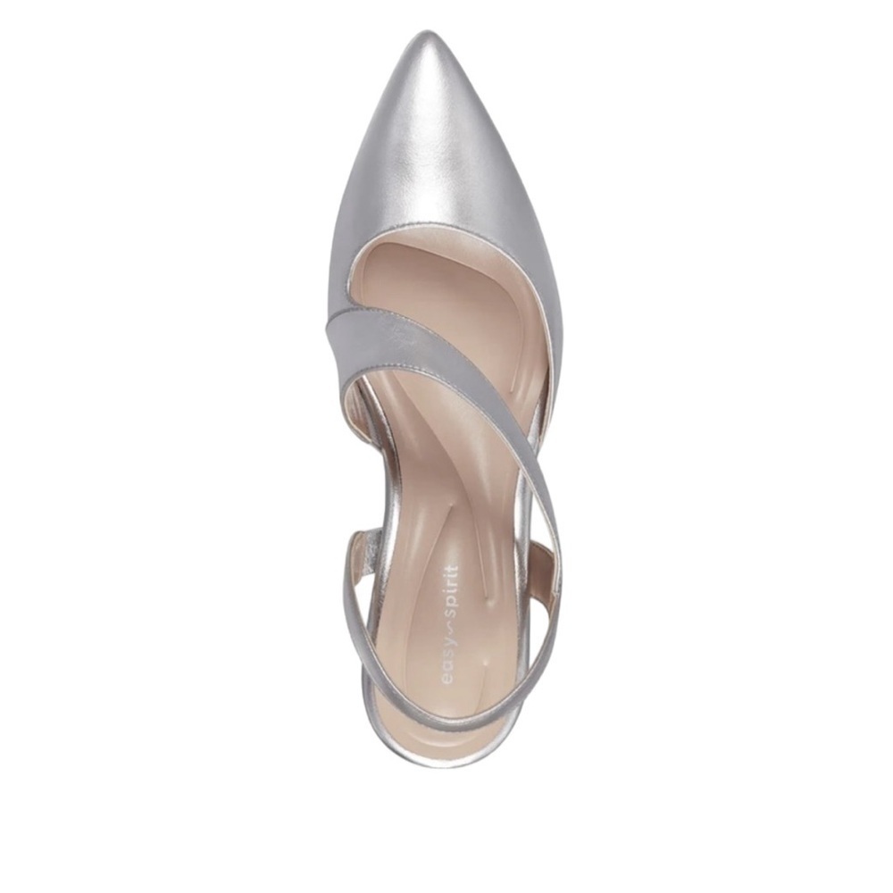 NEW Easy Spirit Recruit Slingback Pumps in Silver - Size 8W